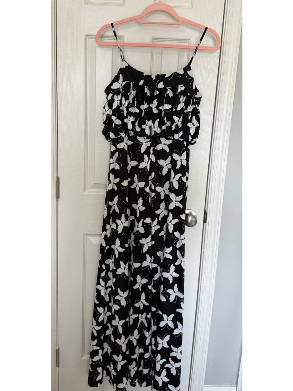 Vintage The Dress Black White Butterfly Pattern Maxi Dress Sun 70s Boho Retro 1 - Picture 4 of 7